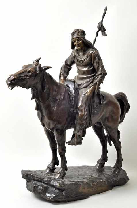 Bofill, Antoine. 1875-1939 Barcelona"Le Dernier d'une Race" (Indianer auf Pferd). Bronze, patiniert,
