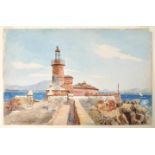 Streitenfeld, LudwigLeuchtturm in Anzio. 1884. Aquarell, li. u. monogr. , dat. und bez. "Porto d'