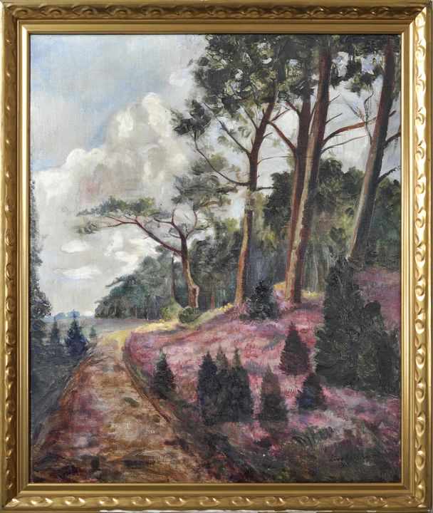 Schuch, Curt. Tätig Anf. 20. Jh. in LeipzigLandschaft am Waldrand mit blühendem Heidekraut. 1928. Öl - Image 2 of 3