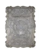 A Victorian silver parcel gilt shaped rectangular card case by George Unite, Birmingham 1872,