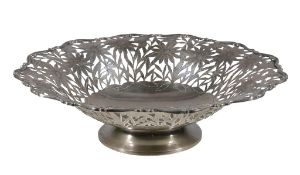 An Italian silver coloured shaped circular pedestal bowl, maker's mark indistinct, pre 1934 .800