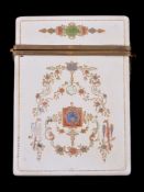 A late 19th century rectangular white lacquer card case, possibly Italian, tooled with Florentine-