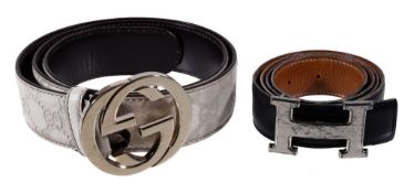 Hermes, Constance, a reversible belt, in black and tan leather, 1991, blind stamped U in a circle,