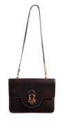 Hermes, a 1960's brown box calf leather handbag, blind stamp R for 1962, with a leather shoulder