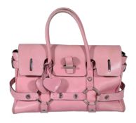 Luella, Giselle, a pink leather handbag, with twin leather loop handles and strap decoration, the