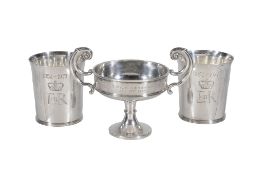 A pair of limited edition Britannia standard silver beakers by Tessiers Ltd., London 1977, no. 75