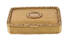A gold coloured rounded rectangular snuff box conversion, unmarked, second quarter 19th century,