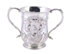 A George II silver twin handled cup by William Bond & James Phipps I, London 1748, the S-scroll