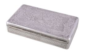 A Continental silver rectangular snuff box, indistinct mark and 13, possibly Swiss, mid 19th