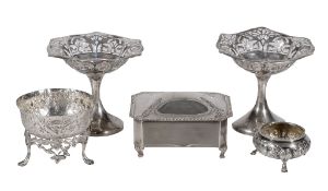 A collection of silver items, to include: a Victorian canted rectangular box by Henry Matthews,