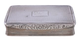 A William IV or early Victorian silver rectangular snuff box by Joseph Willmore, Birmingham 1837,