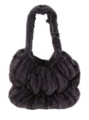 Marielle Designs, a woven mink fur tote bag, with twin handles, elasticated waist, magnetic snap