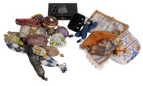 Ω A collection of purses, 19th and 20th century, including beaded, woven and embroidered