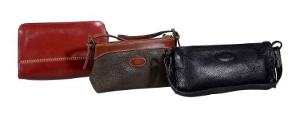 Mulberry, three clutch bags, comprising: a black soft leather clutch bag, with a single leather