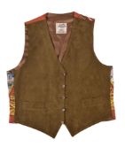 Hermes, a gentleman's suede and silk waistcoat, designed by Ledoux, the silk back depicting the