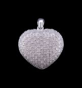 A diamond heart pendant, set throughout with eight cut diamonds, approximately 0.50 carats total,