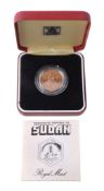 Sudan, 25th Anniversary of Independance 1981, gold 100-Pounds, turbanned bust of President Nimeiri,