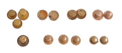 A small collection of late 19th century French gold dress studs, to include two enraged with a