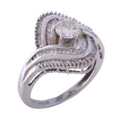 A diamond dress ring, the brilliant cut diamond, estimated to weigh 0.50 carats, claw set above a