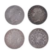 Victoria, Crowns 1845 VIII (4), young head, rev. shield, all cinquefoil stops (S. 3882). Fine (4)