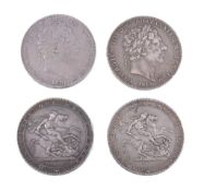 George III, Crowns (4) 1818 LIX (2), 1819 LIX (2) (S. 3787). Fine or better (4)