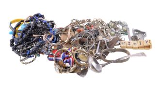 A collection of costume jewellery , to include a quantity of rings; necklaces; and various other