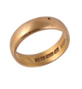 A 22 carat gold band ring , finger size U 1/2, 8.2g