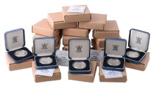 Elizabeth II, Queen Mother's 80th birthday 1980, silver proof commemorative Crowns (20), in cases