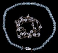 An aquamarine necklace, the graduating facetted aquamarine beads to an aquamarine set clasp, 41cm