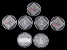 Maldives, Millennium, silver proof 20-Rufiyaa 2000 (5); Seychelles, Millennium, silver proof 25-