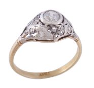 An early 20th century diamond dress ring , the central brilliant cut diamond estimated to weigh 0.