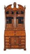 A mahogany veneered anf gilt metal mounted bureau bookcase , of recent manufacture, the glazed