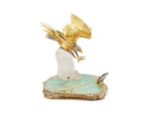 Asprey, an 18 carat white and yellow gold, gem set and mineral specimen table ornament, maker's