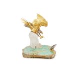 Asprey, an 18 carat white and yellow gold, gem set and mineral specimen table ornament, maker's