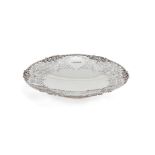 A silver Vine pattern shaped circular shallow dessert dish by Poston Products Ltd, Sheffield 1977 (