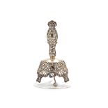 An Edwardian silver mounted and glass table bell by William Comyns & Sons , London 1901, the handle