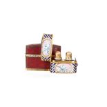 A gold and enamel miniature double scent bottle case, unmarked, Swiss or French, late 18th century,