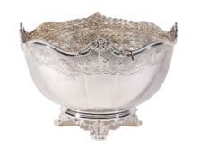 Asprey, a silver rose bowl by Asprey Plc, Sheffield 1990, after de Lamerie designs, the waved rim