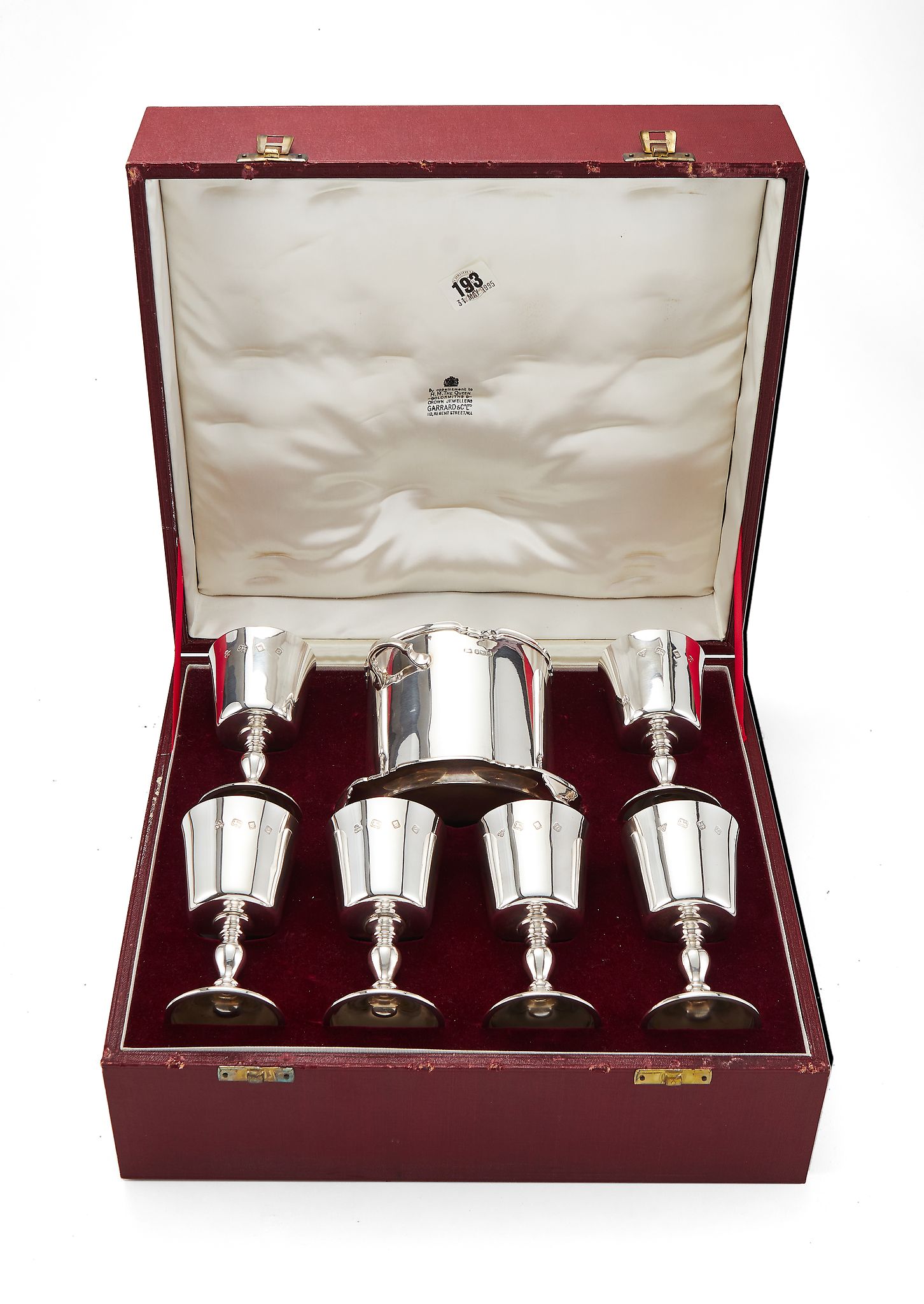 Garrard, an assembled silver seven piece wine drinking set, the six goblets in Charles II style by - Image 2 of 2