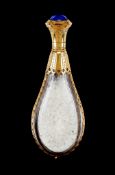 A French 18 carat gold mounted clear glass scent or smelling salts bottle, apparently no maker's