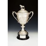 Asprey, a Victorian silver horse racing trophy cup and cover, mark of Elkington & Co. (Frederick