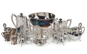 A collection of electro-plated items by Mappin & Webb, to include: a four piece shaped oval tea