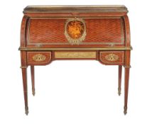 A Louis XVI style mahogany, parquetry and ormolu mounted bureau Ã  cylindre, Paris, late 19th