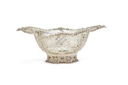 A late Victorian silver shaped oval pierced basket by George Nathan & Ridley Hayes, Chester 1898,