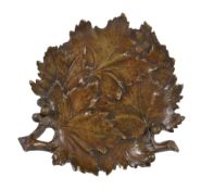 Albert Marionnet, (French 1852 ~ 1910), a patinated bronze platter, cast in the form of overlapping