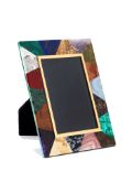 Asprey, a hardstone photo frame, composed of various hardstones, including: malachite, snowflake