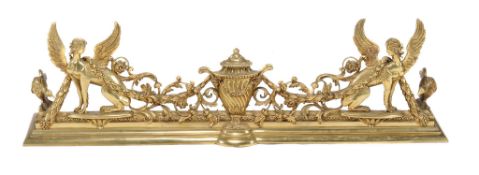 A substantial brass fender in French late 18th century taste, late 19th / early 20th century, the