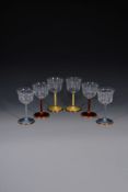 Asprey, a set of six Italian silver gilt, enamel and glass wine glasses, stamped Italy , import