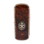 Ω A late 19th century French tortoiseshell spectacles cum vesta case, with a monogram to the