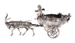 A German silver novelty table ornament, Hanau-type pseudo marks, import marked for London 1899,